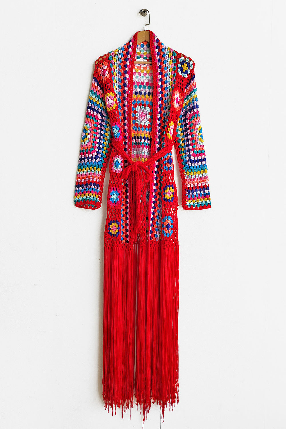 Maataji Fringe Tied Long Sleeve Cardigan
