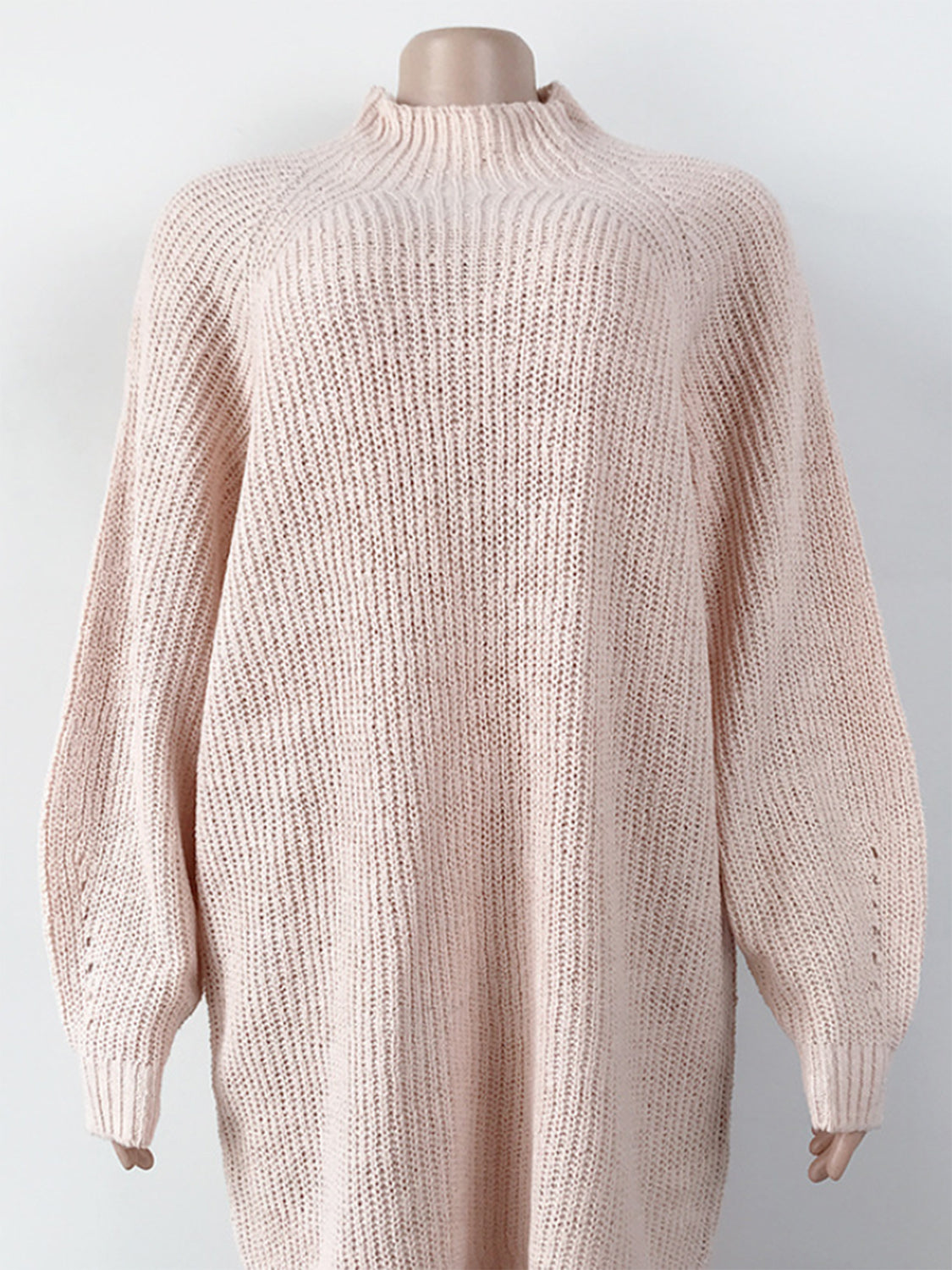 Maataji presents ( Mock Neck Dropped Shoulder Sweater Dress )