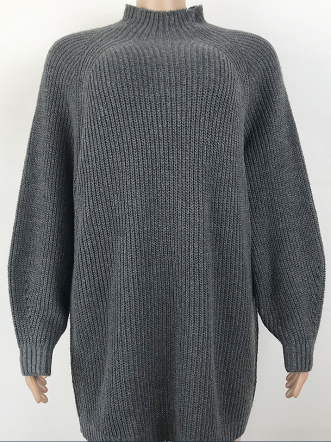 Maataji presents ( Mock Neck Dropped Shoulder Sweater Dress )