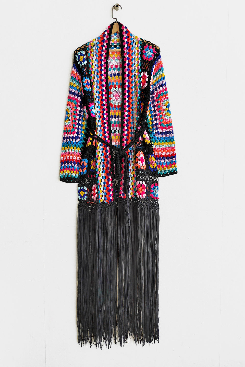 Maataji Fringe Tied Long Sleeve Cardigan