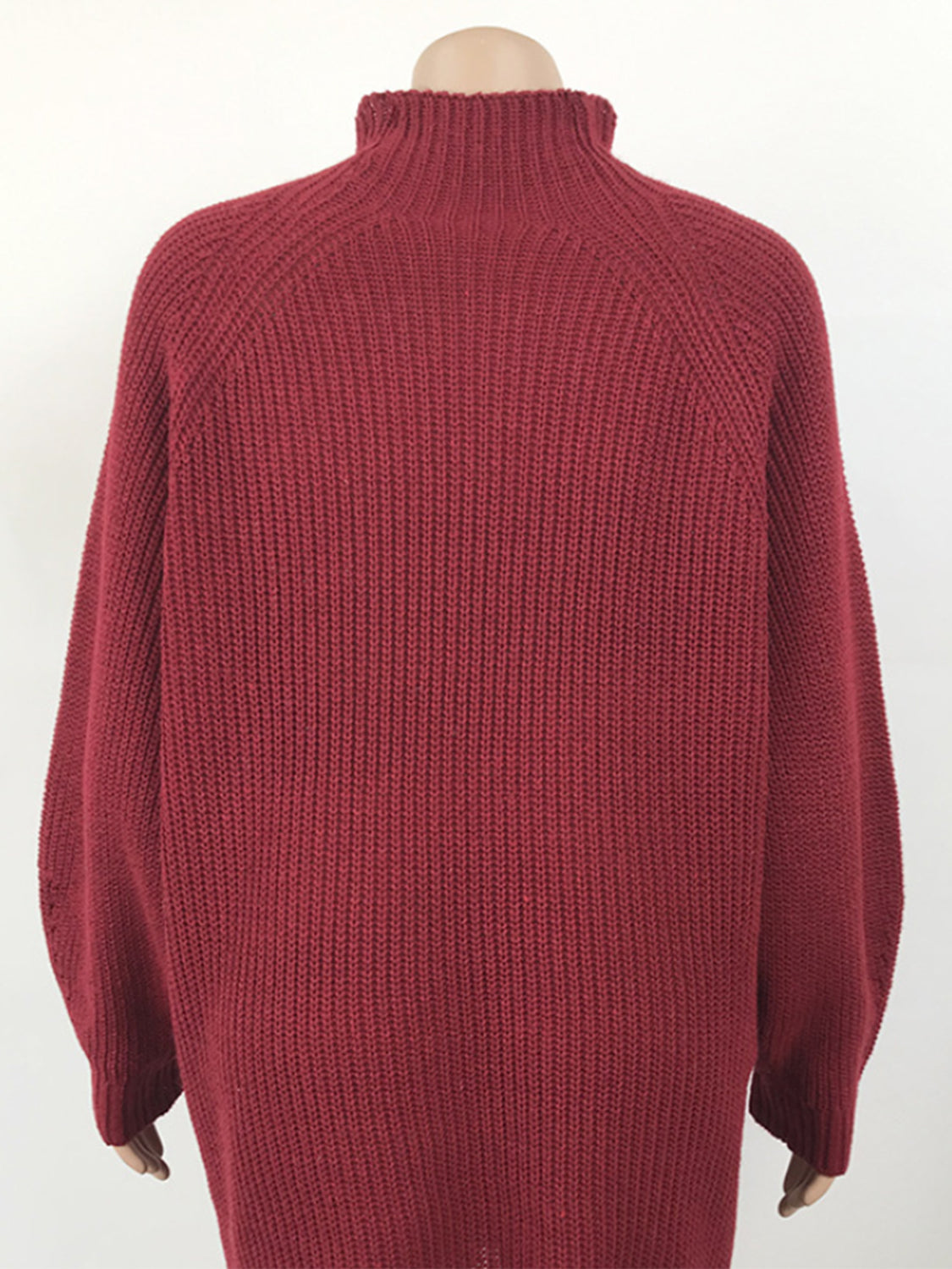Maataji presents ( Mock Neck Dropped Shoulder Sweater Dress )