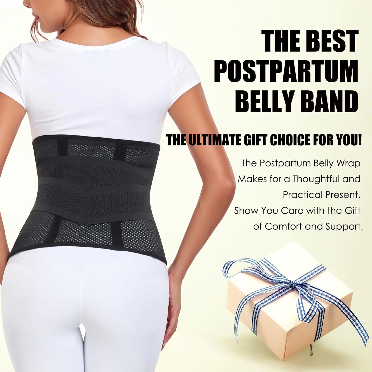 We Heal Hearts Presents Postpartum Belly Band – Postpartum Belly Wrap, Abdominal Binder Post Surgery C-section Recovery Support Belt After Birth Brace, Slimming Girdles (Midnight Black, L) Midnight Black