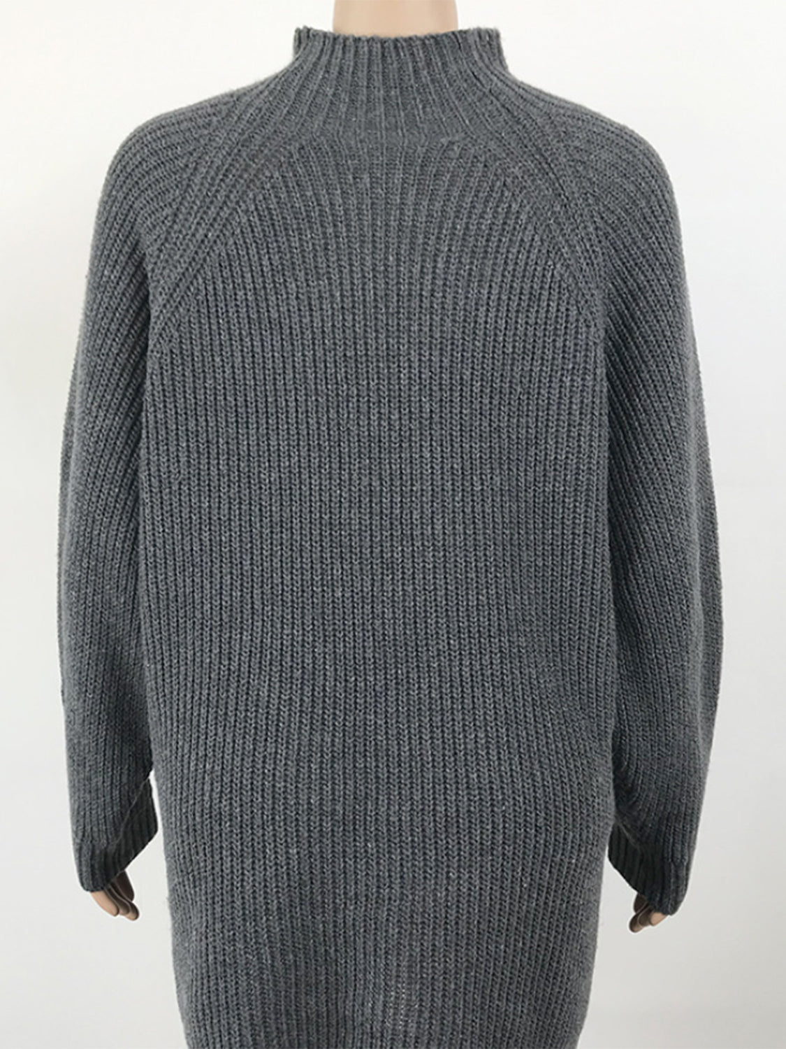 Maataji presents ( Mock Neck Dropped Shoulder Sweater Dress )