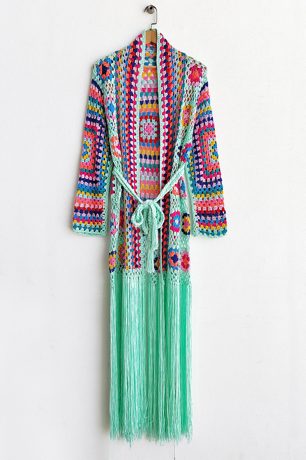Maataji Fringe Tied Long Sleeve Cardigan