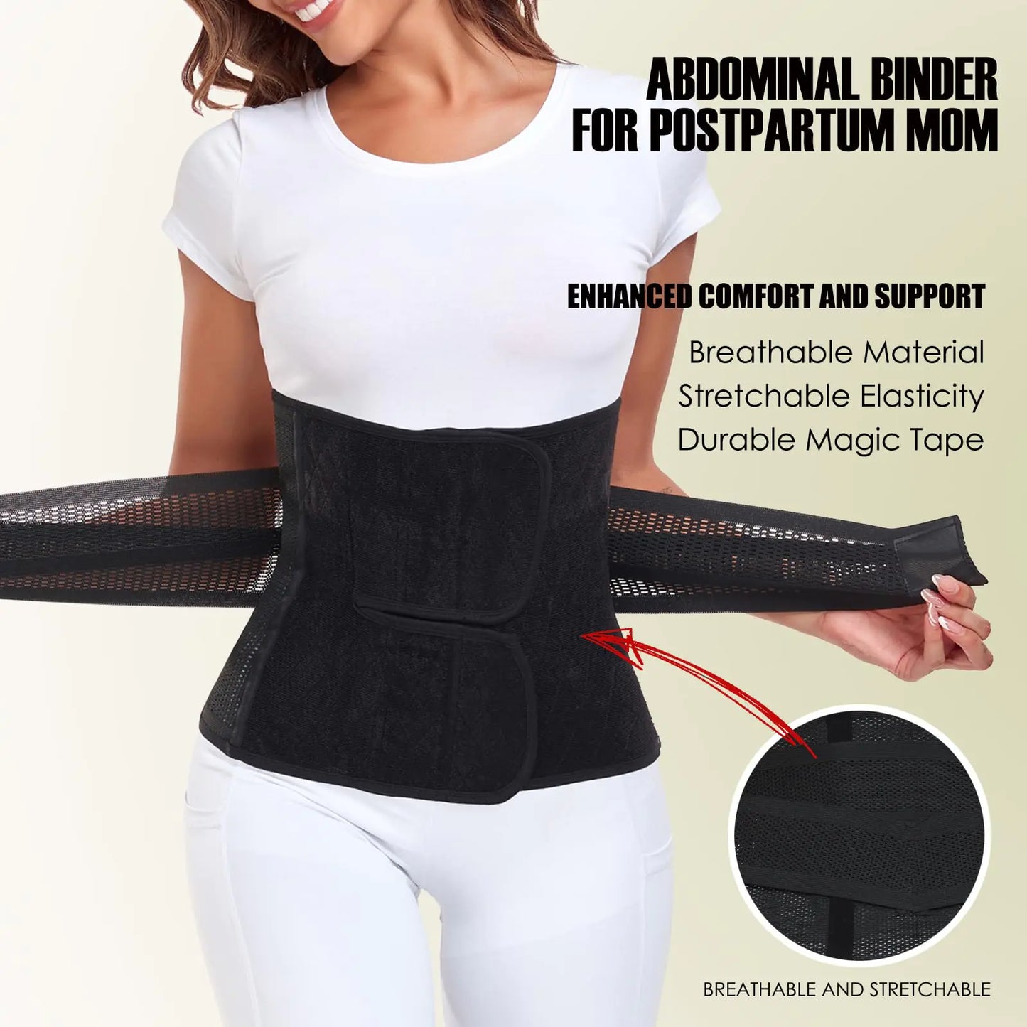 We Heal Hearts Presents Postpartum Belly Band – Postpartum Belly Wrap, Abdominal Binder Post Surgery C-section Recovery Support Belt After Birth Brace, Slimming Girdles (Midnight Black, L) Midnight Black