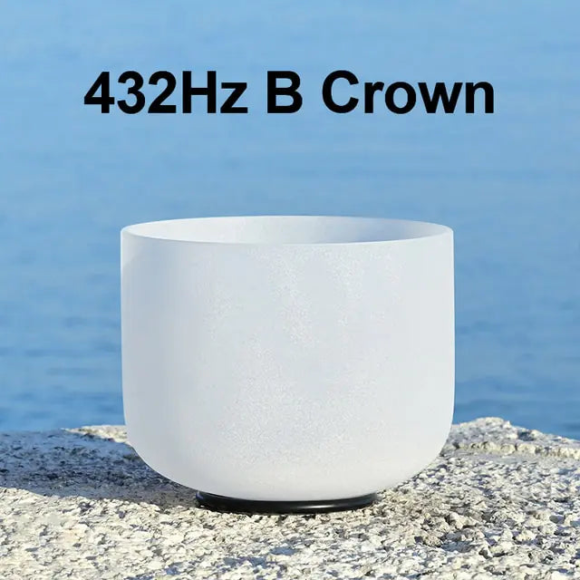 8 Inch White Frosted Quartz Crystal Singing Bowl