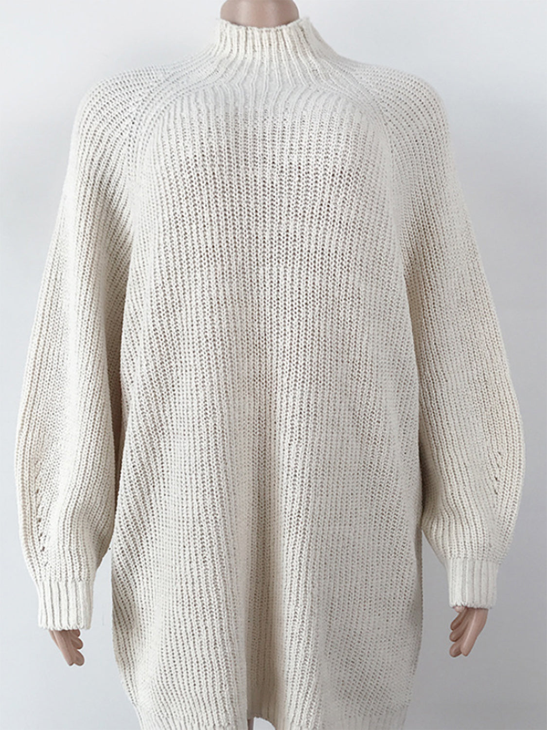 Maataji presents ( Mock Neck Dropped Shoulder Sweater Dress )