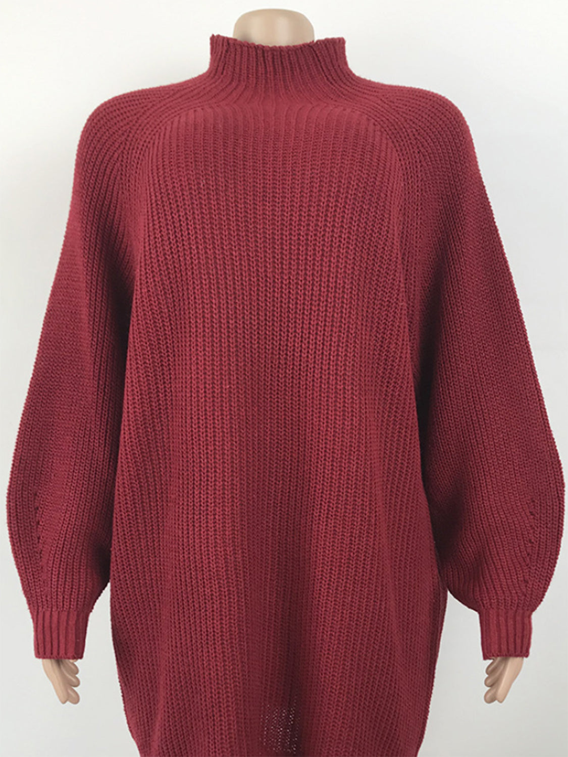 Maataji presents ( Mock Neck Dropped Shoulder Sweater Dress )