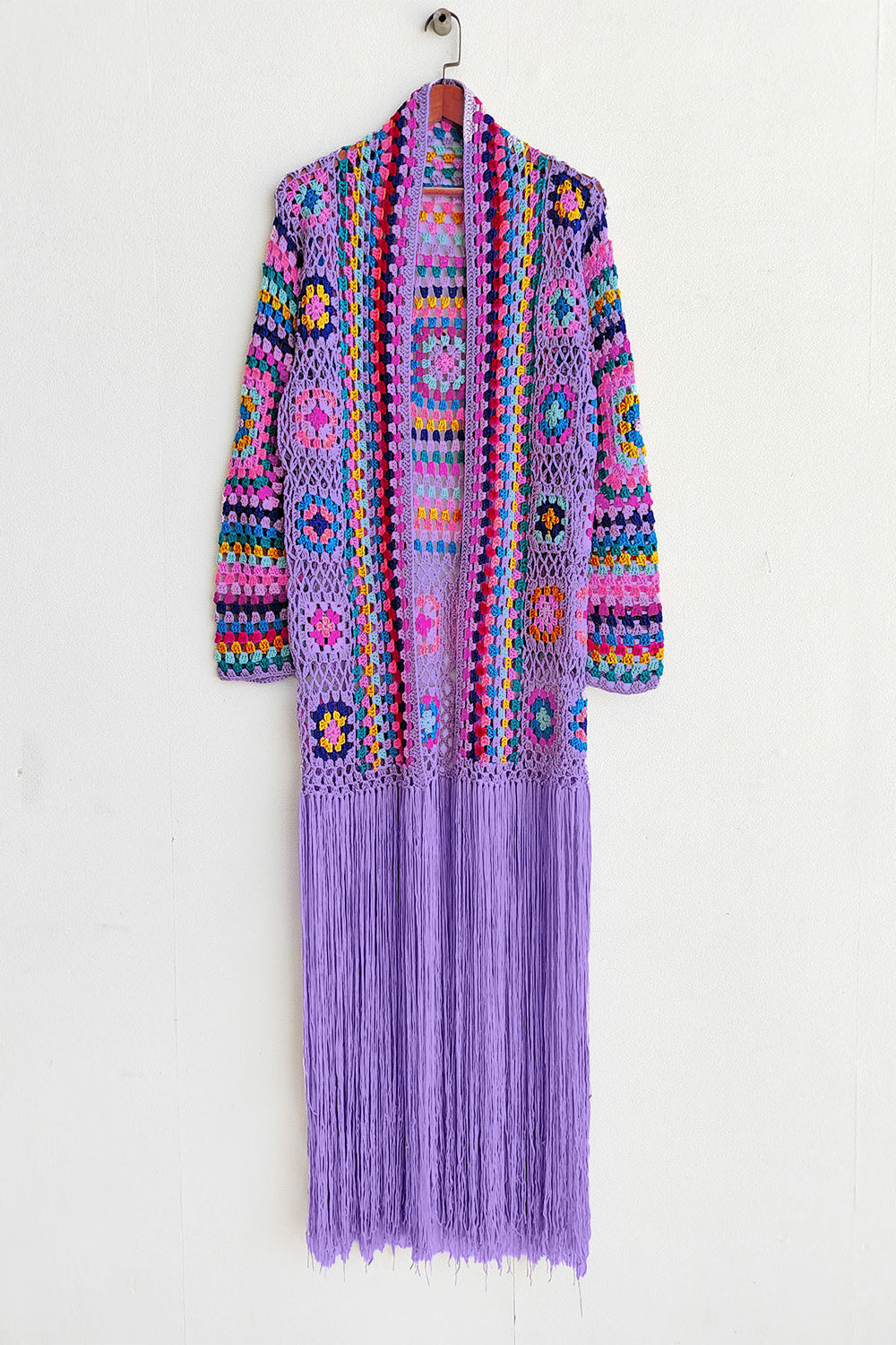 Maataji Fringe Tied Long Sleeve Cardigan