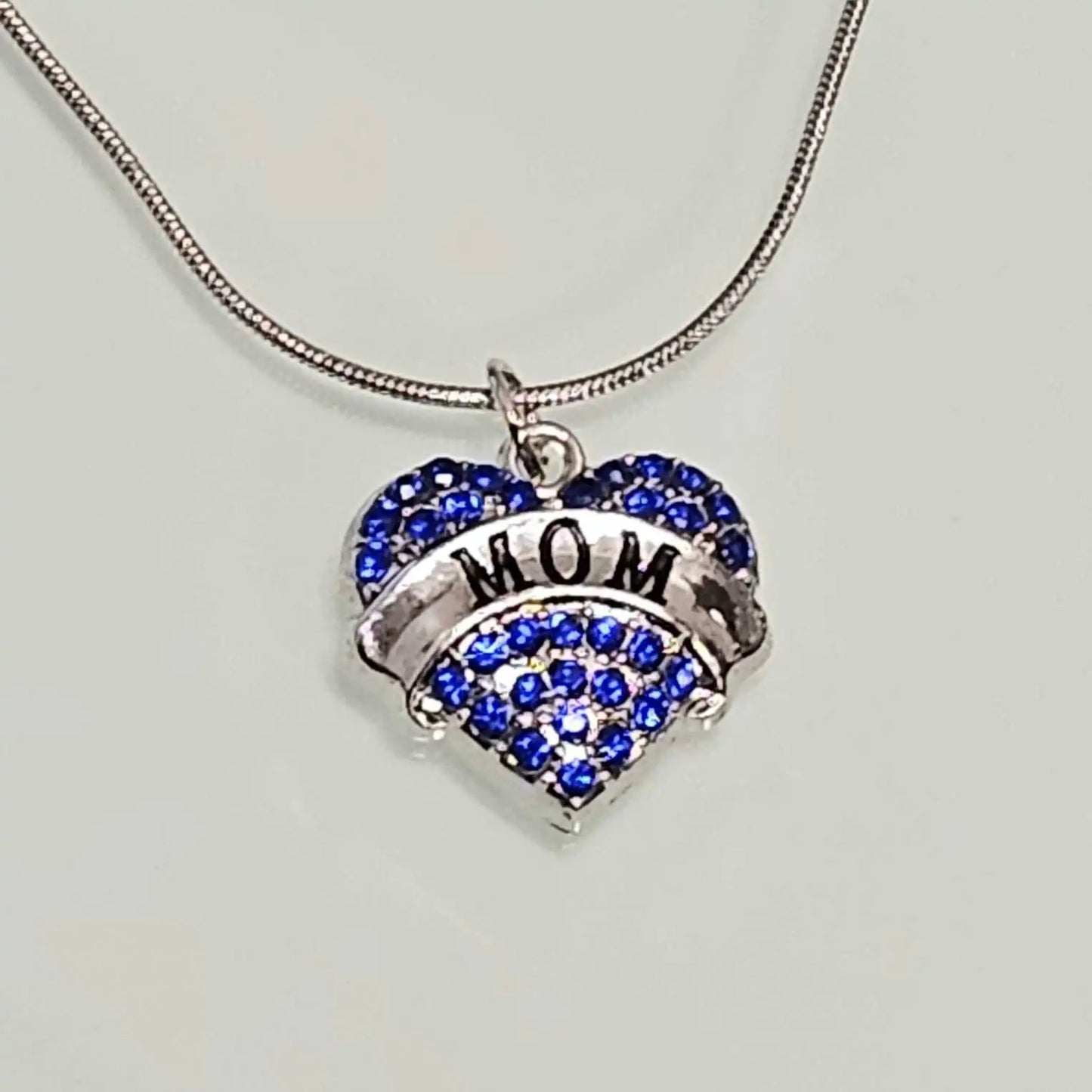 Love MOM Heart Shaped Pendant Clear Quartz Crystal Chain