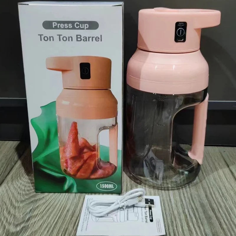 We Heal Hearts presents ( Electric Juicer Portable Large Capacity 1500ml Juice USB Rechargeable )
