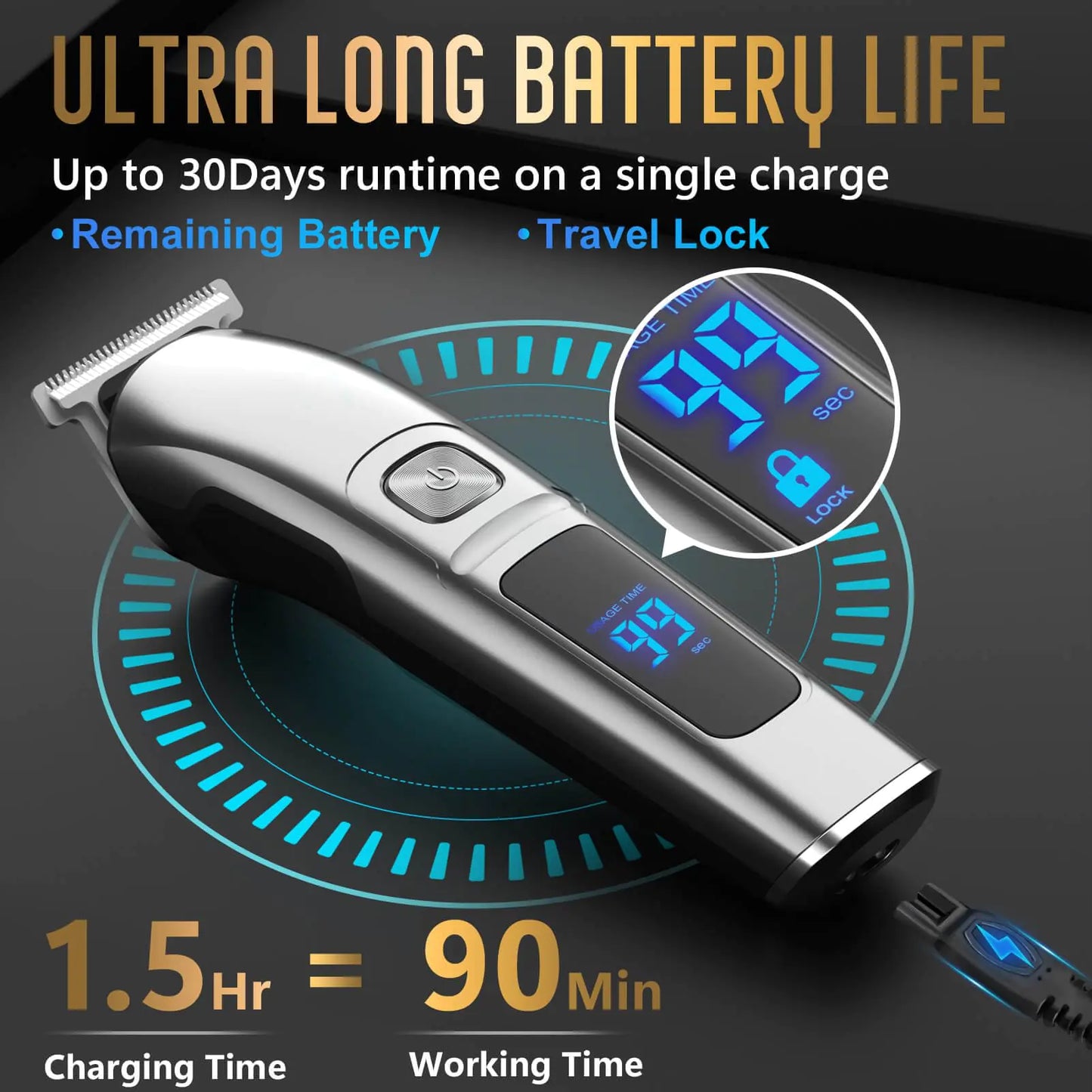 Ufree Beard Trimmer for Men, Waterproof Electric Razor for Nose, Body, Face and Mustache, Cordless Hair Clippers Shavers for Men