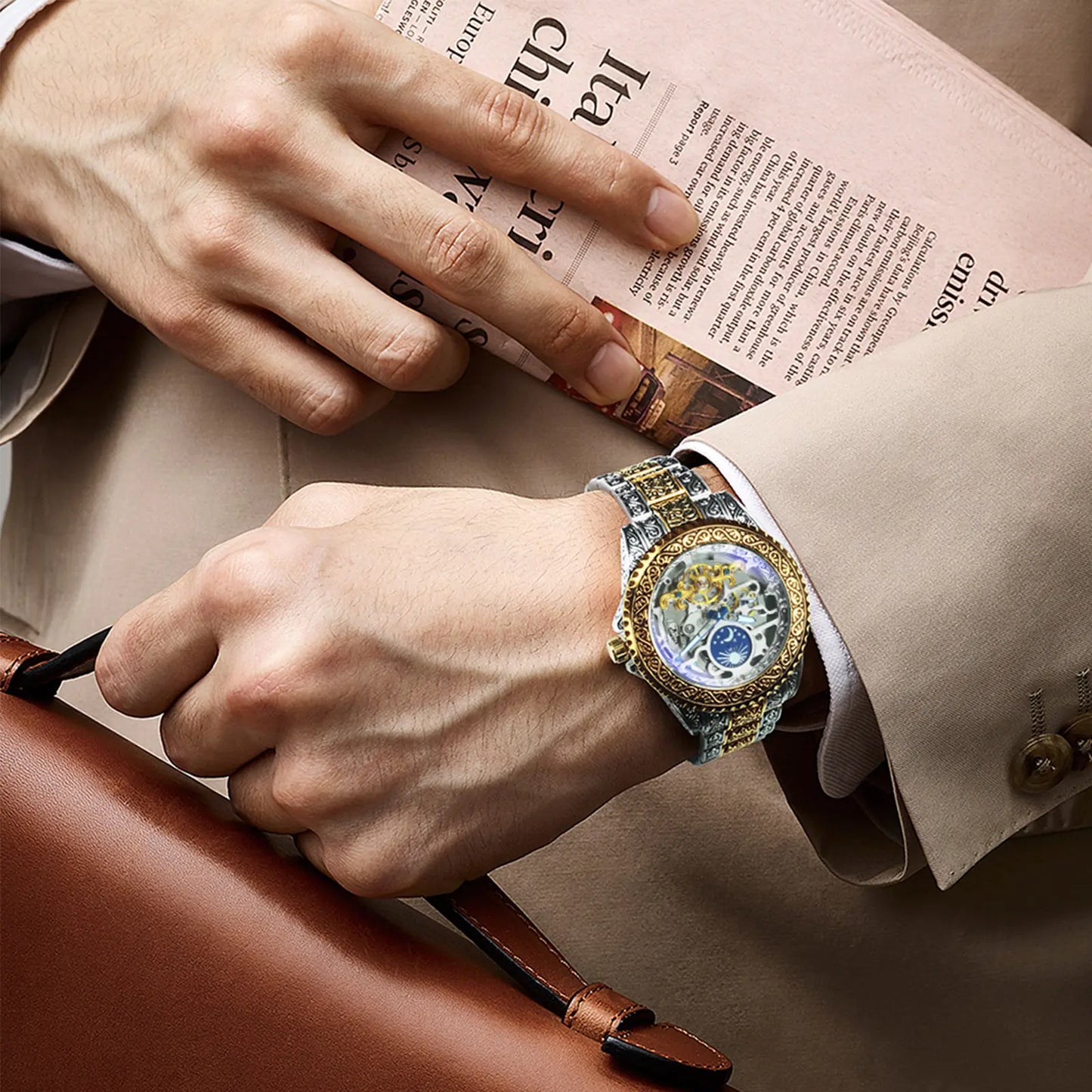 Maataji Luxury Moon Phase Mechanical Watch