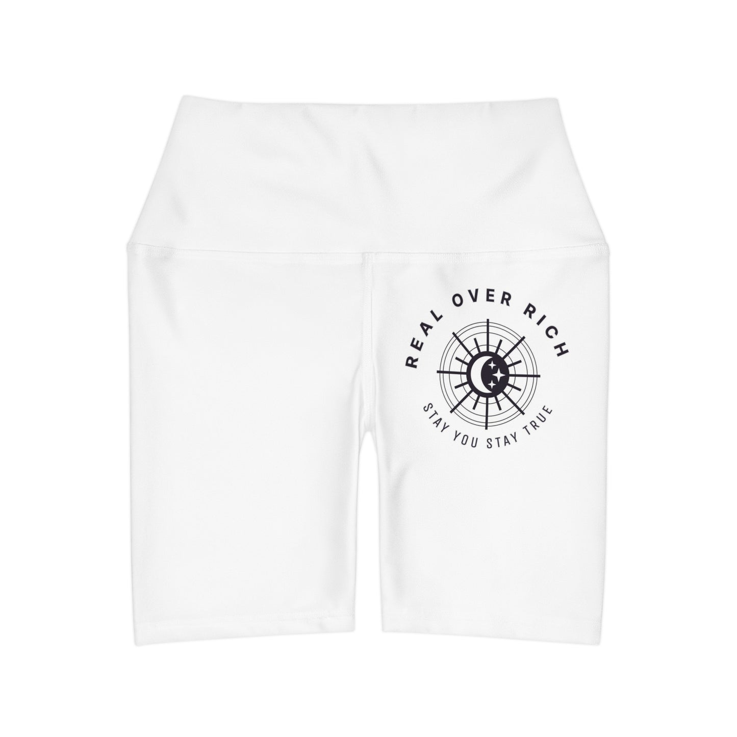 Real Over Rich ( High Waisted Yoga Shorts AOP)