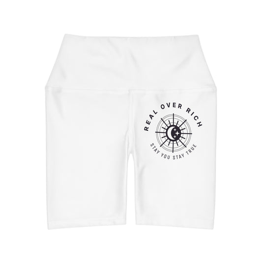 Real Over Rich ( High Waisted Yoga Shorts AOP)