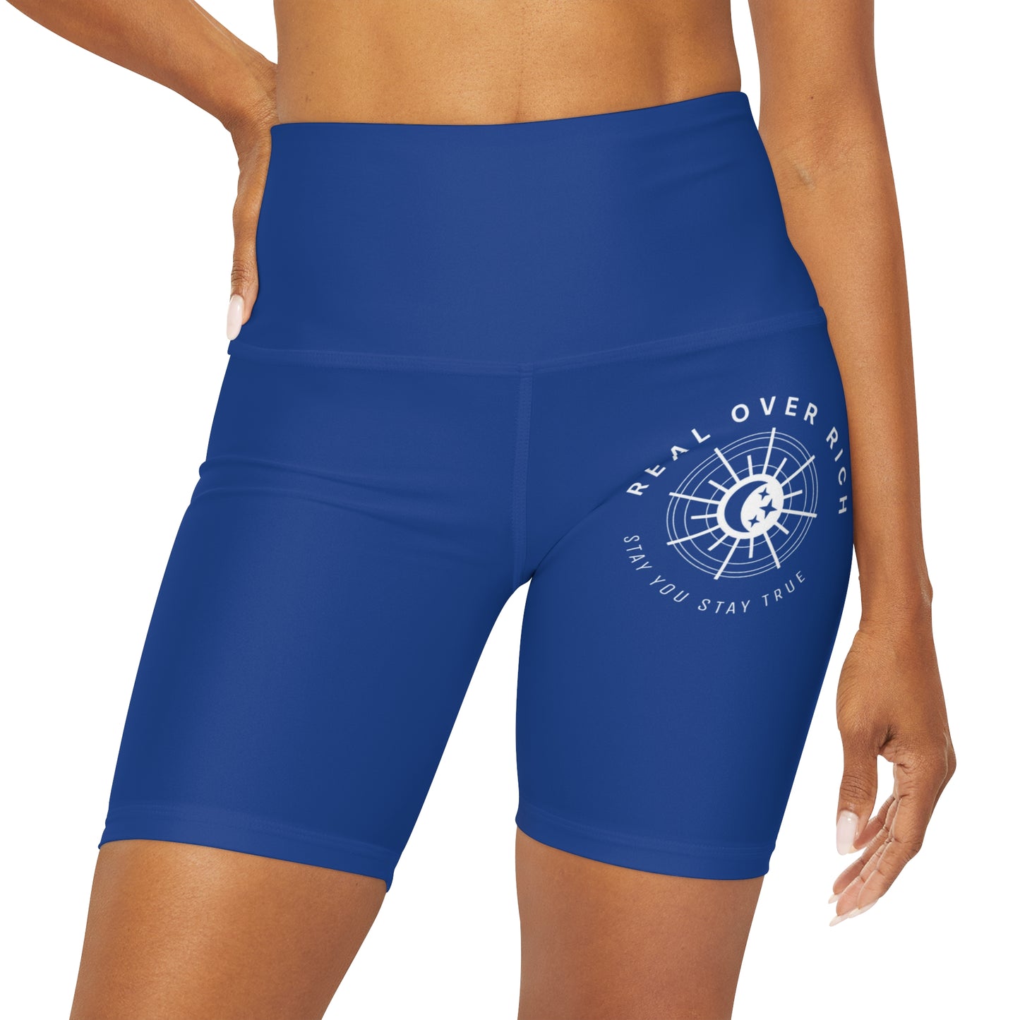 Real Over Rich ( High Waisted Yoga Shorts AOP)