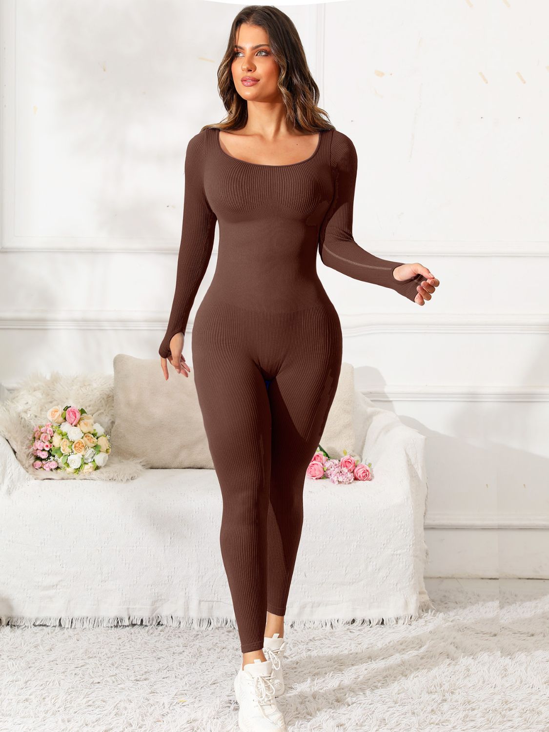 Maataji Scoop Neck Long Sleeve Jumpsuit