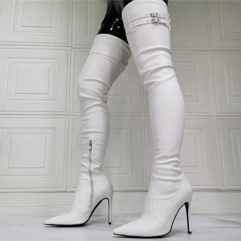 Maataji Thigh High Boots Leather Stiletto Heels