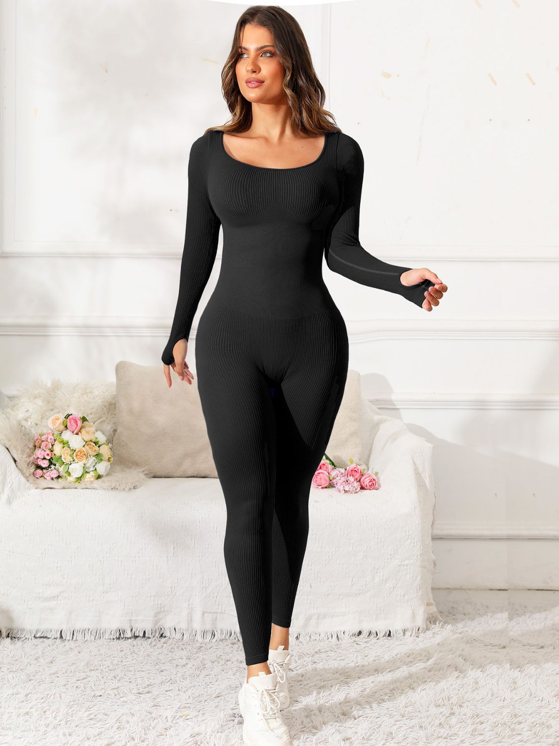 Maataji Scoop Neck Long Sleeve Jumpsuit