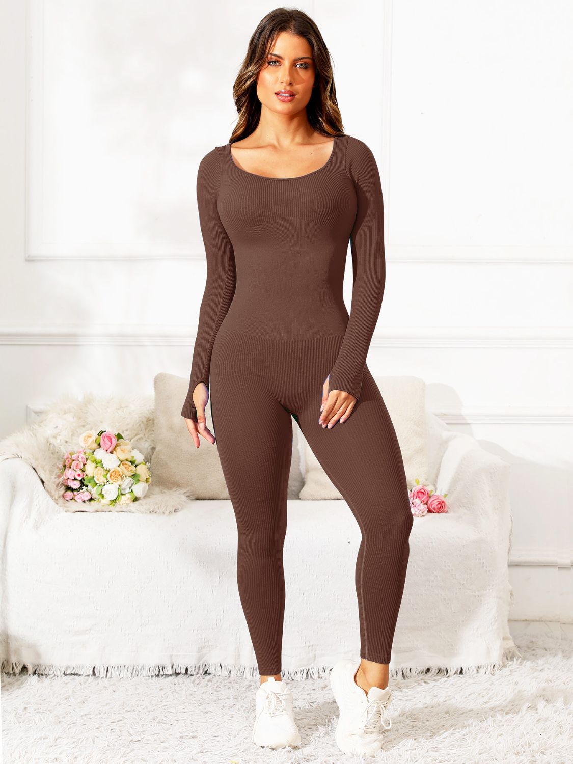 Maataji Scoop Neck Long Sleeve Jumpsuit