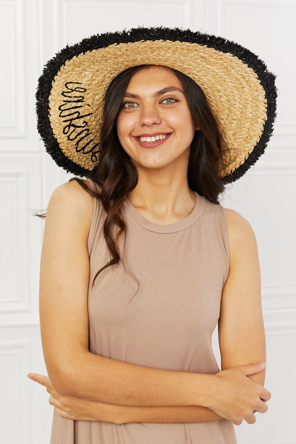 Maataji presents ( Fame Sunshine Straw Fringe Hat )