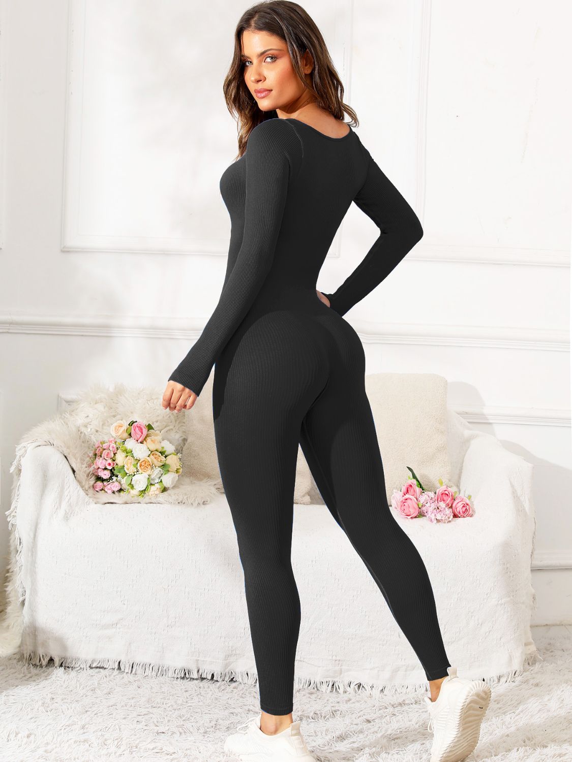 Maataji Scoop Neck Long Sleeve Jumpsuit