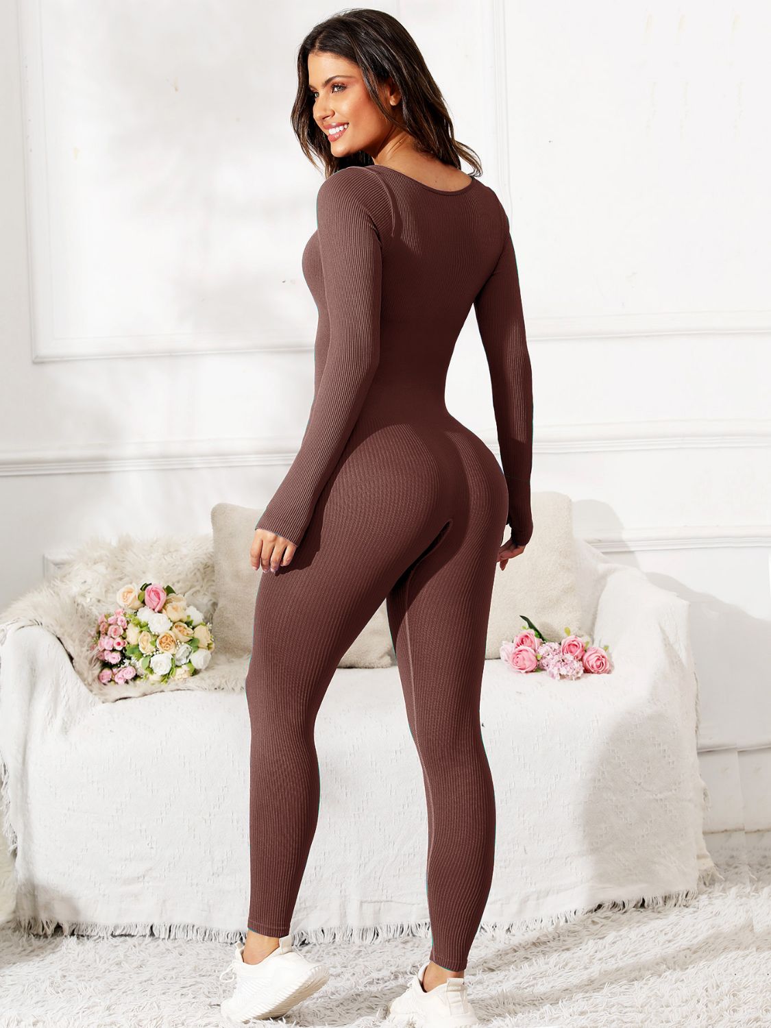 Maataji Scoop Neck Long Sleeve Jumpsuit