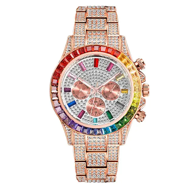 Maataji Crystal Calendar Watch